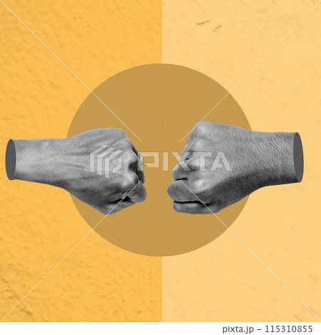 Two hands giving fist bumps together in a circle 115310855