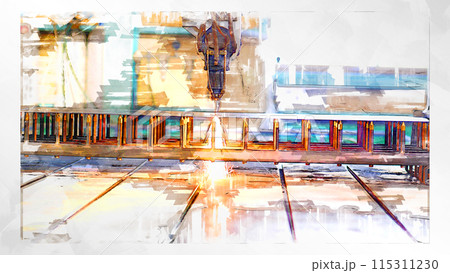 スケッチ スケッチ風 工場 手作業  組み立て 作業 雰囲気 職人 作業風景 プロフェッショナル 115311230