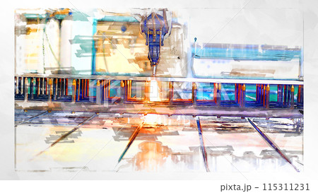 スケッチ スケッチ風 工場 手作業  組み立て 作業 雰囲気 職人 作業風景 プロフェッショナル 115311231