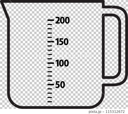 Monochrome illustration of a measuring cup 115312672