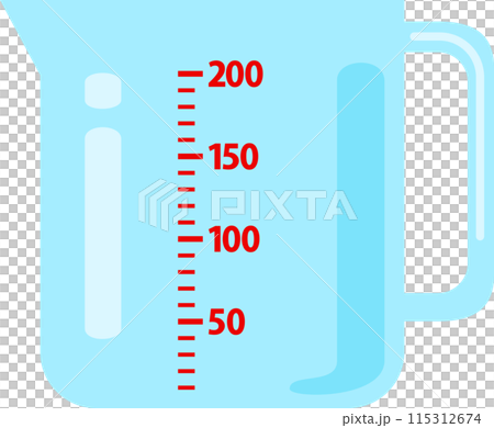 有刻度的透明量杯，容量可達 200 毫升 115312674