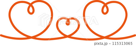 親子のようなシンプルな赤いハートのラインフレーム 115313065