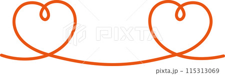 シンプルな赤いハートのラインフレーム 115313069