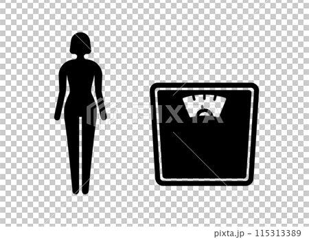 Weight scale female icon 115313389