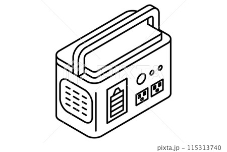 防災グッズ、非常用バッテリーのシンプルな線画、アイソメトリックイラスト 防災グッズ、非常用バッテリーのシンプルな線画、アイソメトリックイラスト 115313740