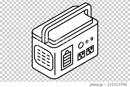 防災グッズ、非常用バッテリーのシンプルな線画、アイソメトリックイラスト 防災グッズ、非常用バッテリーのシンプルな線画、アイソメトリックイラスト 115313740