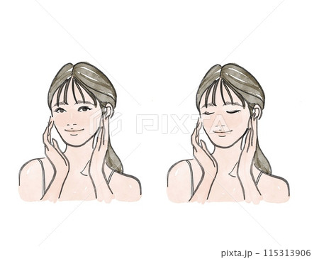 スキンケアをする女性の美容イラスト 115313906
