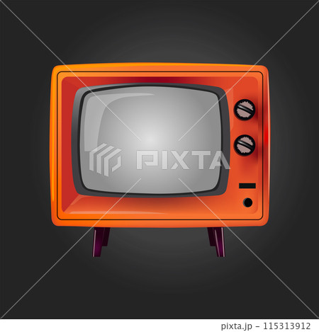 Old TV series isolated on black background 115313912