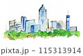 都会の風景　手描きの水彩イラスト 115313914