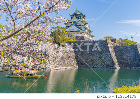 【春の大阪城公園】大阪城天守閣と御座船【桜】 115314179