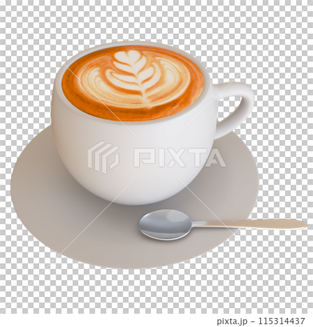 咖啡拿鐵藝術白色杯子 3D 插圖 咖啡拿鐵藝術白色杯子 3D 插圖 115314437