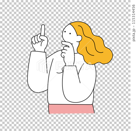 Simple line drawing of a woman pointing 115314456