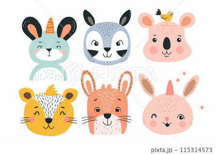set of cute cartoon animals 115314573