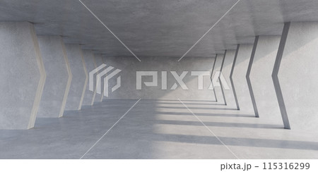 Empty  concrete space interior with sunlight and shadow, 3d rendering 115316299