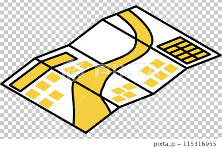 防災グッズ、ハザードマップのシンプルな線画、アイソメトリックイラスト 115316955