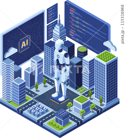 Isometric Smart City Powered by Ai Artificial Intelligence 115316968