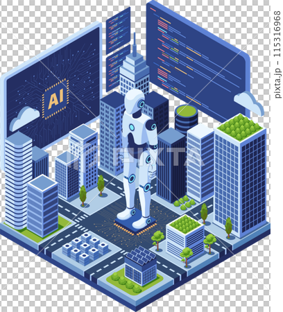 Isometric Smart City Powered by Ai Artificial Intelligence 115316968