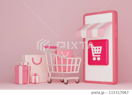 Online shopping cell phone 3D image 115317067