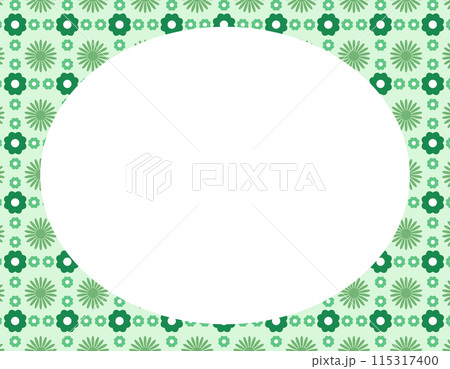 レトロポップなフレーム素材 花パターン 緑 レトロポップなフレーム素材 花パターン 緑 115317400