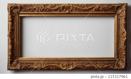 An empty picture frame hangs on the wall. Mock up. 115317961