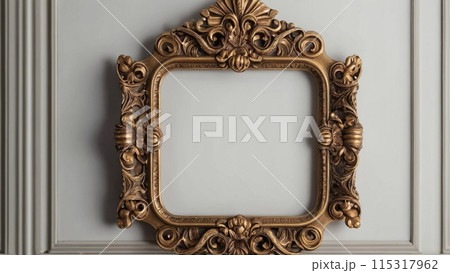 An empty picture frame hangs on the wall. Mock up. An empty picture frame hangs on the wall. Mock up. 115317962