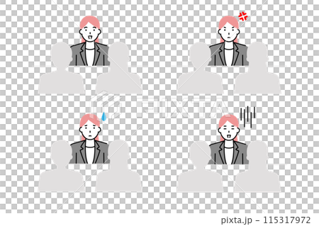 Facial expression variation illustration of a woman in a suit having a meeting with a client Facial expression variation illustration of a woman in a suit having a meeting with a client 115317972