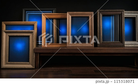 An empty picture frame hangs on the wall. Mock up. An empty picture frame hangs on the wall. Mock up. 115318071