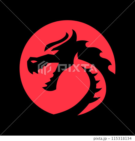 Dragon silhouette logo. Dragon silhouette logo. 115318134