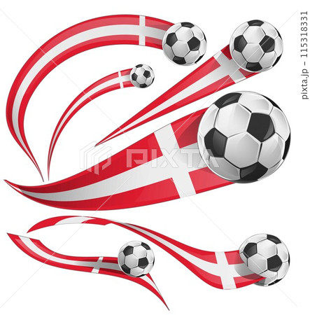 Denmark flag set with soccer ball set icon. vector illustration 115318331