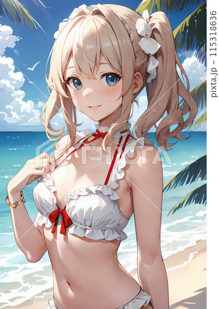 海にいる水着の美女［AI生成画像］ 115318636