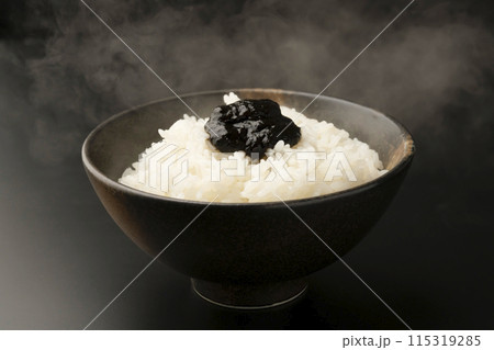 ご飯　海苔の佃煮を乗せたご飯 115319285