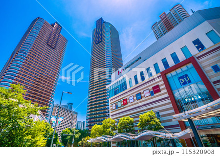 日本の川崎都市景観 6月。武蔵小杉駅前のタワーマンション群などを望む 日本の川崎都市景観 6月。武蔵小杉駅前のタワーマンション群などを望む 115320908
