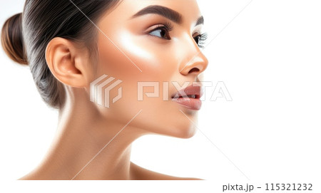 Timeless Beauty: Asian Woman's Subtle Side Profile Timeless Beauty: Asian Woman's Subtle Side Profile 115321232