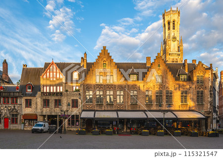 Scenery of Burg Square with Belfry located at Bruges in Belgium Scenery of Burg Square with Belfry located at Bruges in Belgium 115321547