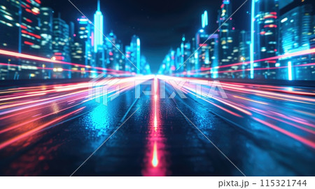 Cityscape Dreams: Racing Along Empty Streets Cityscape Dreams: Racing Along Empty Streets 115321744