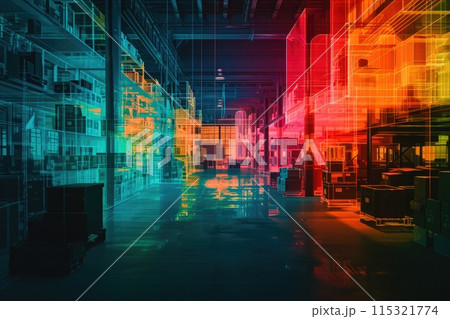 Glimpses of Prosperity: Vibrant Outlines in the Dark 115321774