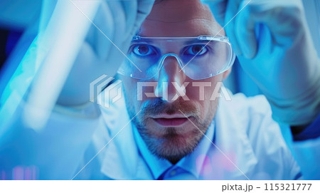 Precision and Expertise: American Scientist in Lab Environment 115321777