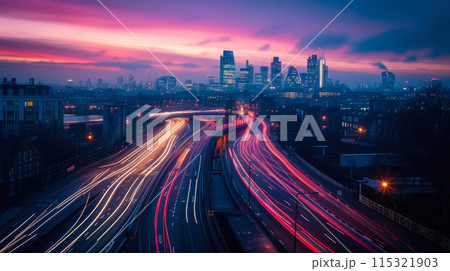 Dusk Delight: Traffic Trails and Urban Tranquility Dusk Delight: Traffic Trails and Urban Tranquility 115321903