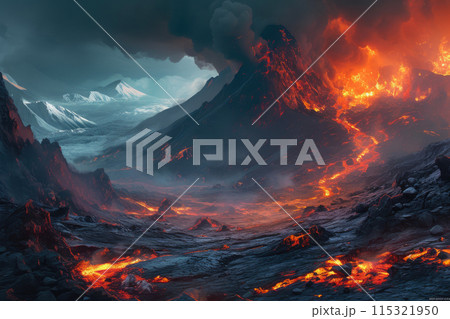 Ephemeral Inferno: The Dance of Elemental Fury 115321950