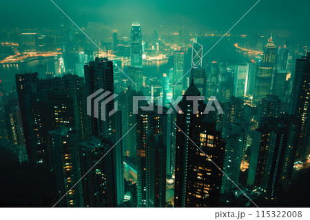 Dazzling Twilight: City Lights and Dark Emerald Horizons 115322008