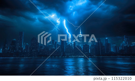 Powerful Thunderstorm Strikes Urban Landscape 115322010
