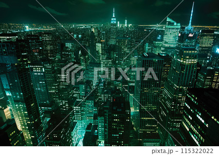 Skyline Serenity: Nighttime Beauty of High-Rise Cityscape 115322022