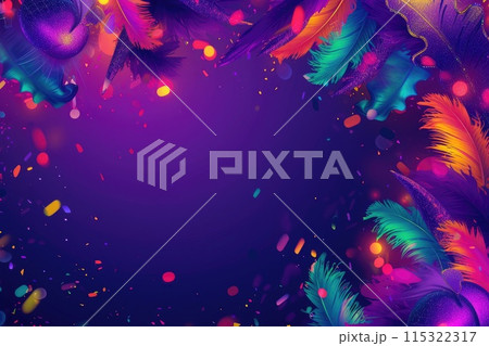 Bright and Festive: Mardi Gras Banner with Empty Copy Space Bright and Festive: Mardi Gras Banner with Empty Copy Space 115322317