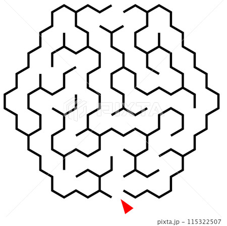 Easy hexagonal vector labyrinth. Children logic game for brain training isolated on white background 115322507