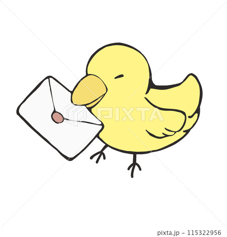 手紙を咥える鳥のイラスト素材 [115322956] - PIXTA