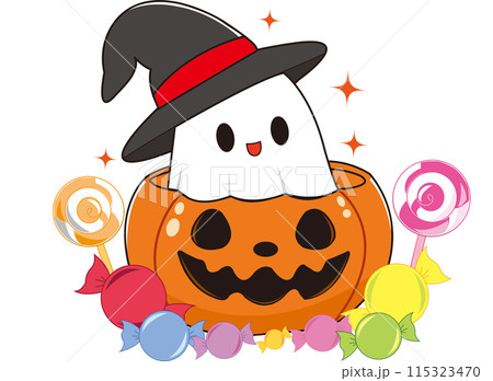 ジャックオランタンとお化けのイラスト素材 [115323470] - PIXTA