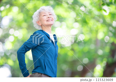 スポーツウエアの女性　ストレッチ 115323609