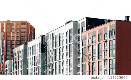 Urban cityscape with modern architecture and colorful facades. Ideal for real estate investment and 115323663