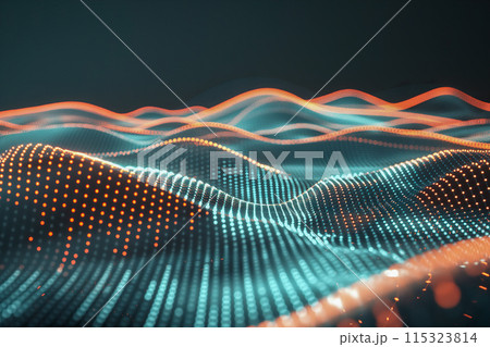 Dynamic digital wave pattern with orange and...のイラスト素材 [115323814] - PIXTA