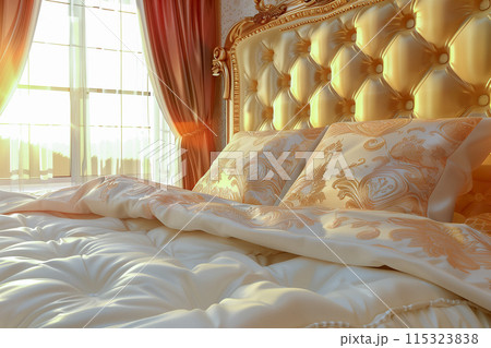 Luxurious Golden Bedroom at Sunrise Luxurious Golden Bedroom at Sunrise 115323838